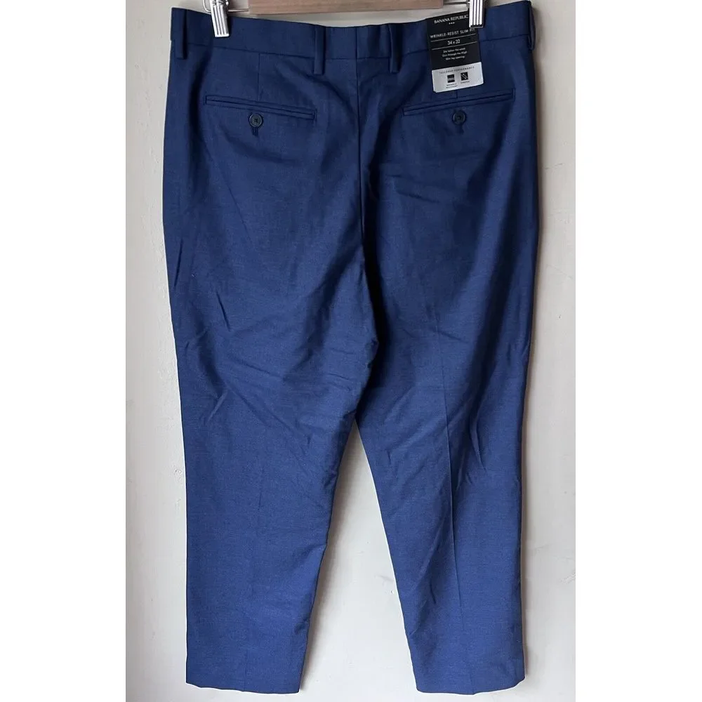 Banana Republic Pants Mens 34x32 Slim Fit Blue Wrinkle Resistant Trousers Casual